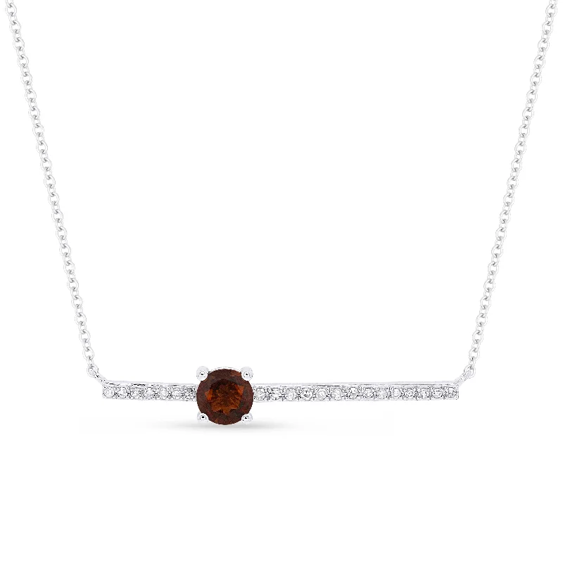 Peace eye necklaces-Ct Garnet Necklace In 14K White Gold