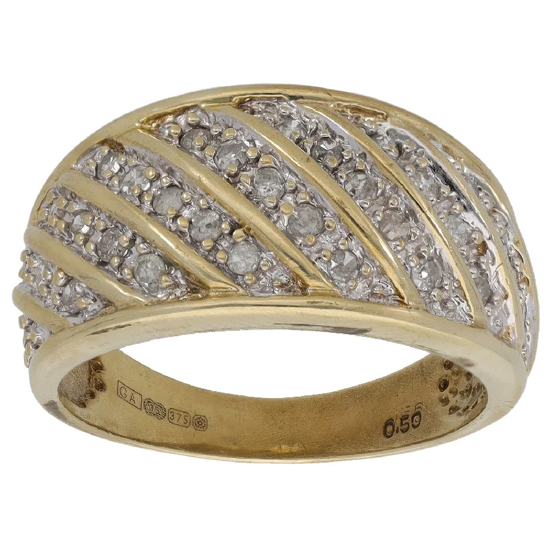 Thin texture rings-9ct Gold 0.50ct Diamond Dress/Cocktail Ring Size O