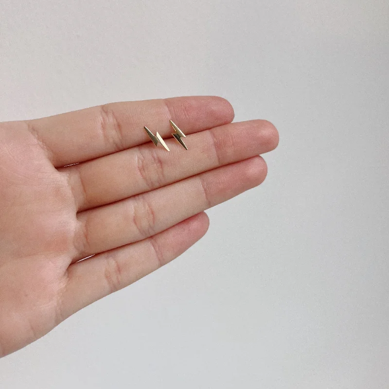 Fine thread earrings-MARI LIGHTNING BOLT STUD EARRINGS