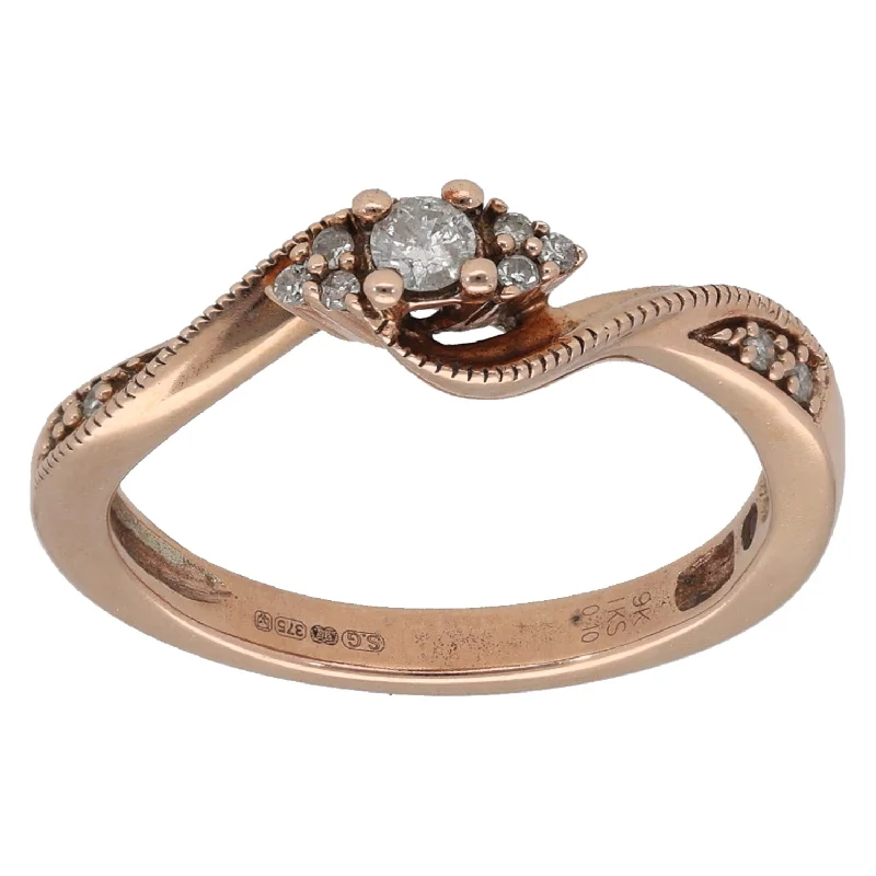 Peace eye rings-9ct Rose Gold 0.10ct Diamond Dress/Cocktail Ring Size K