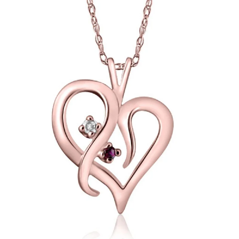 Light string necklaces-Ruby & Diamond Necklace Heart Shape Pendant in 14k White, Yellow, or Rose Gold