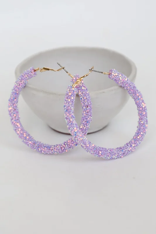 Vivid druzy earrings-Isabelle Lavender Beaded Hoop Earrings