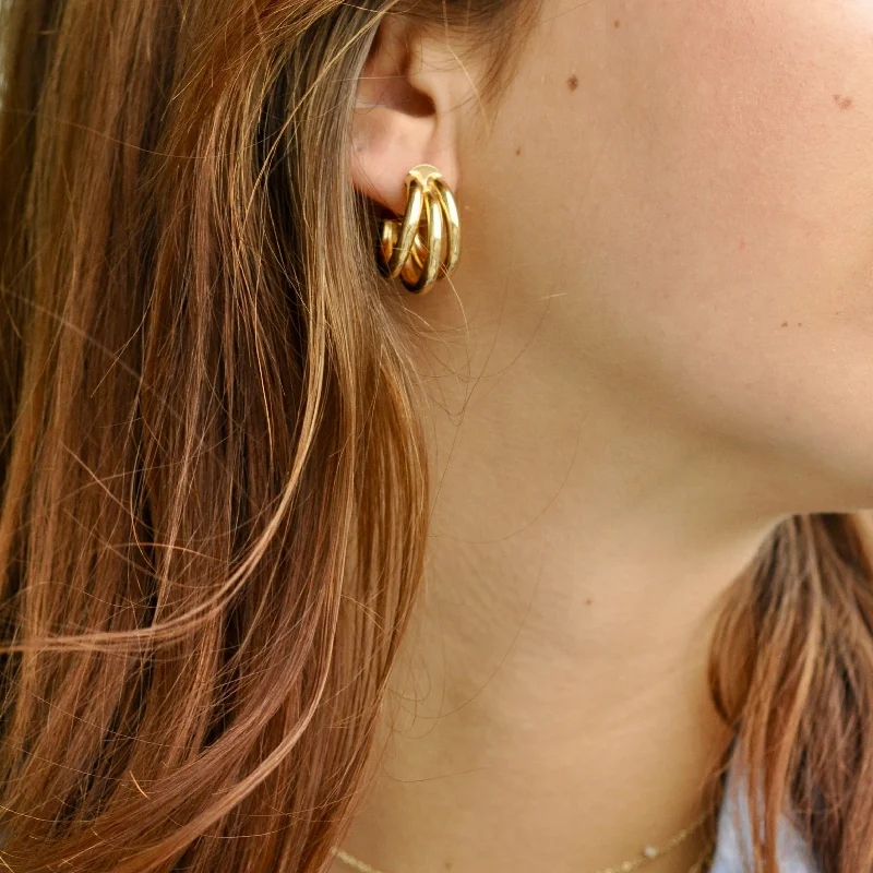 Flat badge earrings-EVIE Triple Hoop Earrings