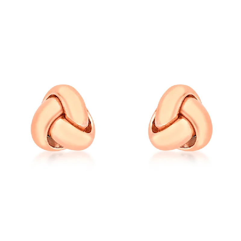 Moon birthstone rings-9ct Rose Gold Tiny Tri Knot Stud Earring