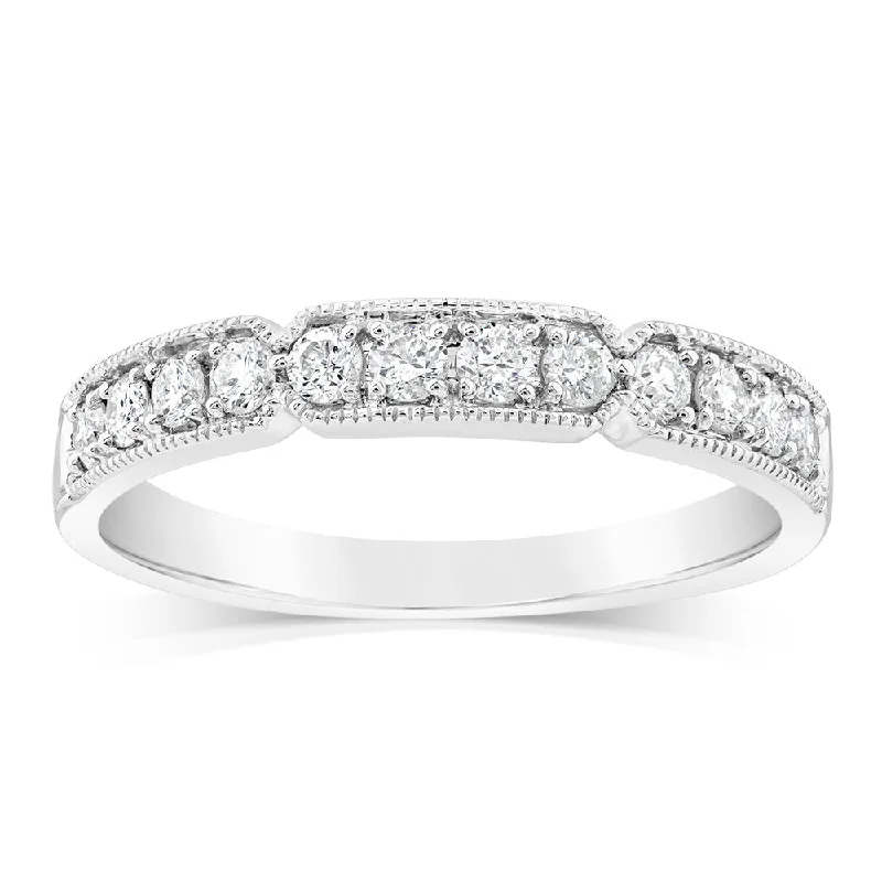 Clear bead rings-9ct White Gold Channel Set Ring in 0.30 Carat Natural Diamonds