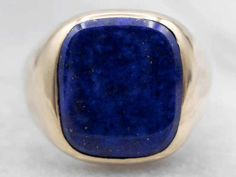 Slim heart rings-Men's Mid-Century Lapis Statement Ring