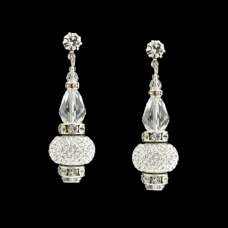 Shiny art earrings-Crystal Drop Earrings with Pavé Charms