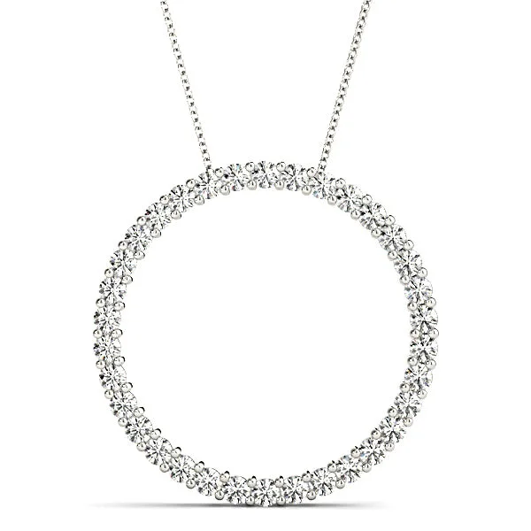 Twist clasp necklaces-1.02 ctw Diamond Circle Necklace Pendant Shared Prong Set