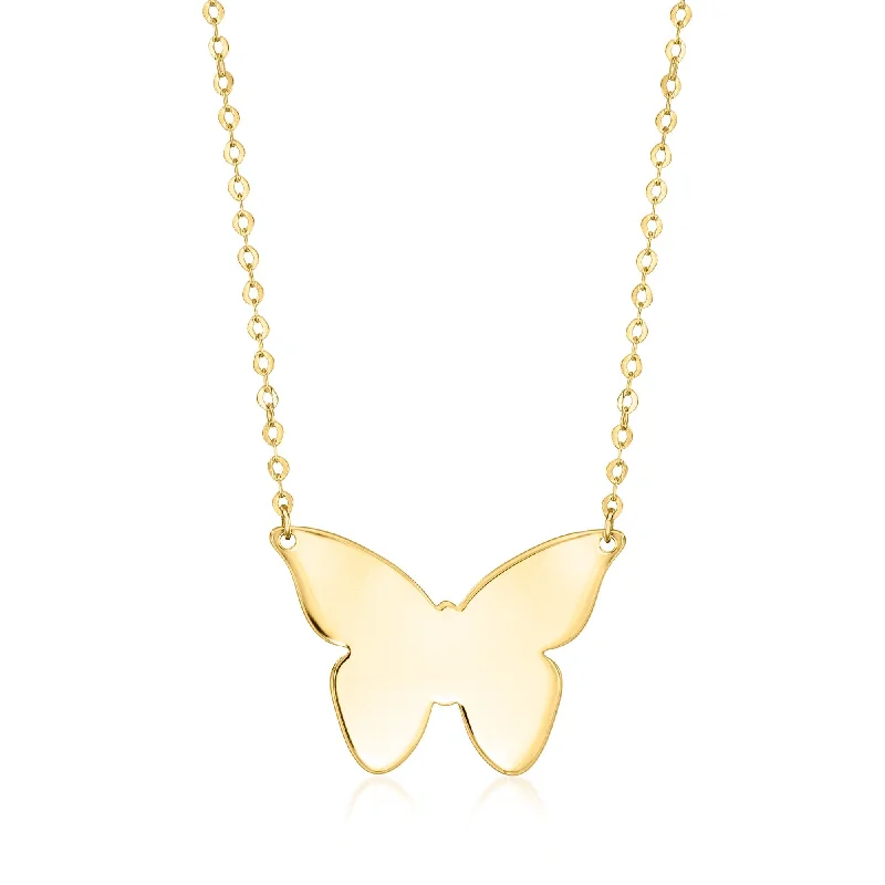 Bloom design necklaces-Ross-Simons Italian 14kt Yellow Gold Butterfly Necklace