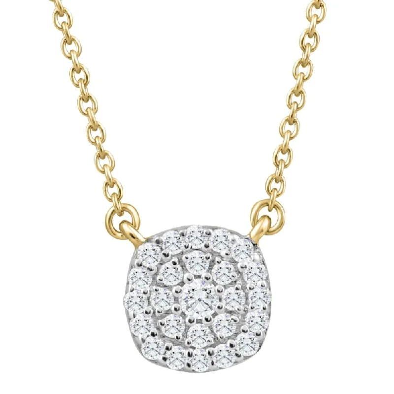 Plaited tribal necklaces-1/4 Ct Diamond Cushion Shape Pendant Lab Grown Yellow Gold Women's Necklace