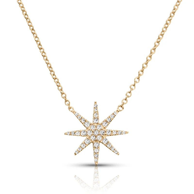 Sloped design necklaces-Eight-Point 0.16 ctw Diamond Star Necklace Pendant