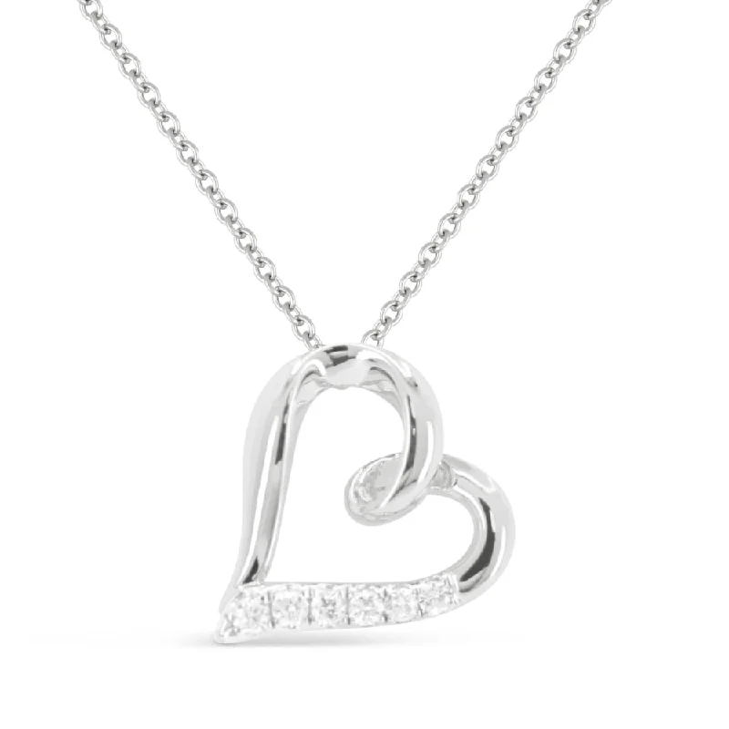 Bloom design necklaces-0.08Ct Diamond 16"pendant Necklace In 14K White Gold