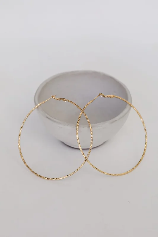 Thin triangle earrings-Michelle Gold Hoop Earrings