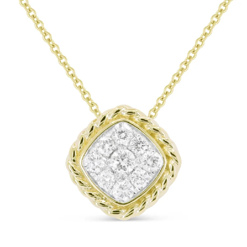 Half crescent necklaces-0.33Ct Diamond 16"pendant Necklace In 14K Yellow Gold