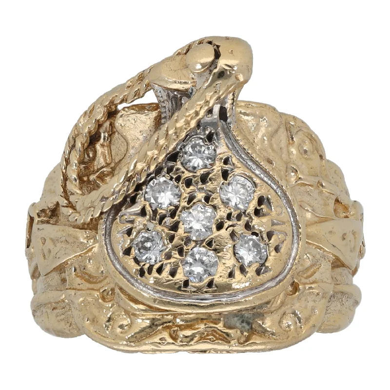 Heavy stone rings-9ct Gold Cubic Zirconia Saddle Ring Size R