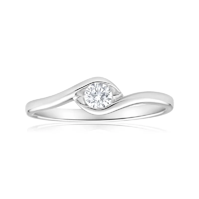 Dual metal rings-9ct White Gold Solitaire Ring With 0.15 Carat Diamond