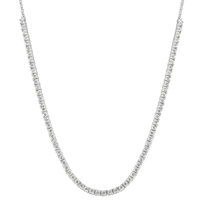 Clear bead necklaces-1Ct T.W. Diamond Tennis Necklace 14k White Gold 16"