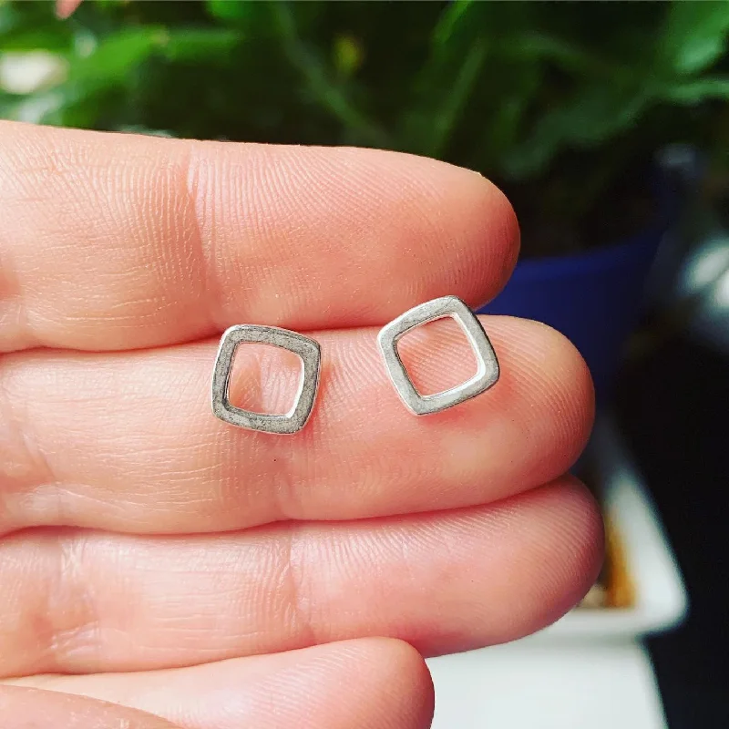 Fluid art earrings-Square Sterling Silver Posts