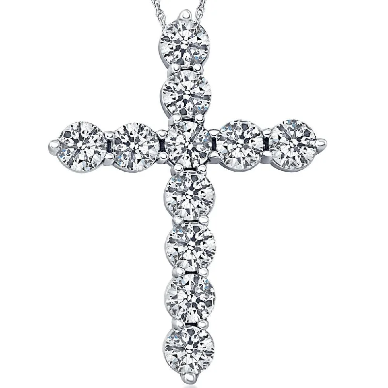 Grand diamond necklaces-2Cttw Diamond Cross Pendant in 10k White Gold Women's Necklace