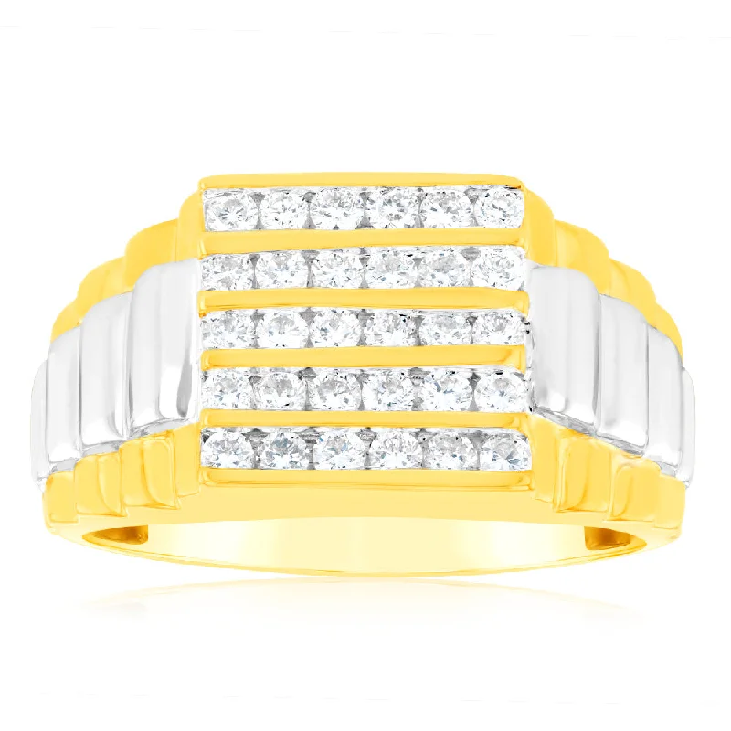 Round shape rings-Luminesce Lab Grown 1 Carat Diamond Gents Ring in 9ct Yellow Gold