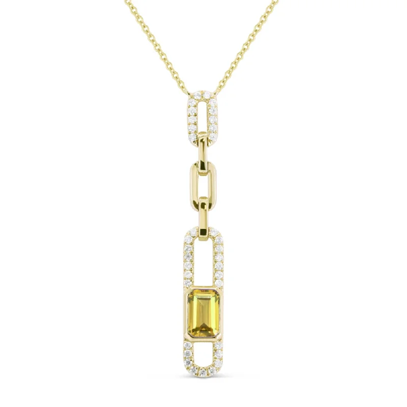 Aged bronze necklaces-0.67Ct Citrine Necklace In 14K Yellow Gold