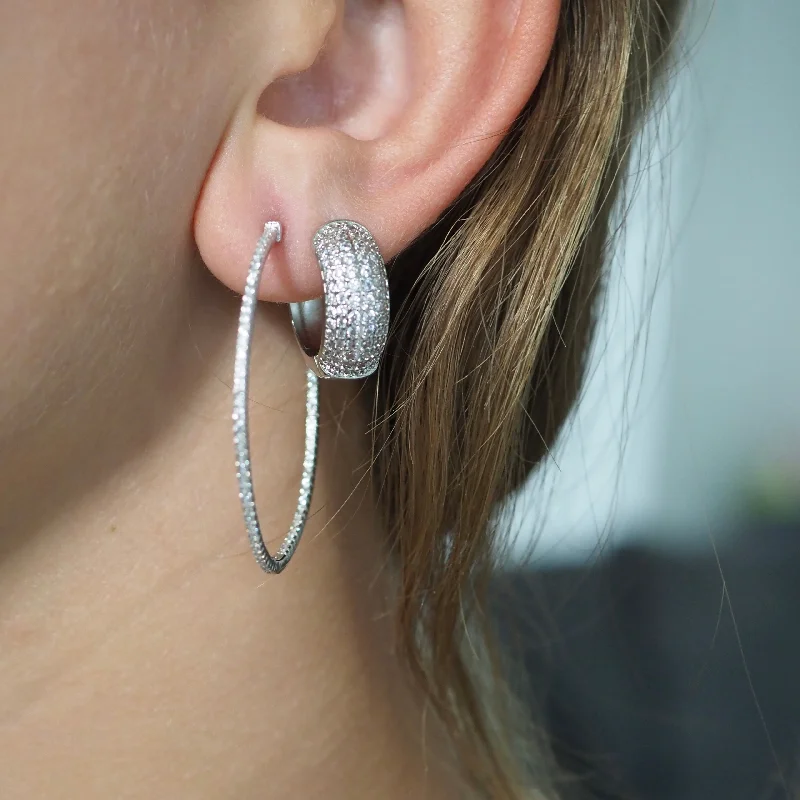 Wide tier earrings-MARI HOOP EARRINGS - CZ