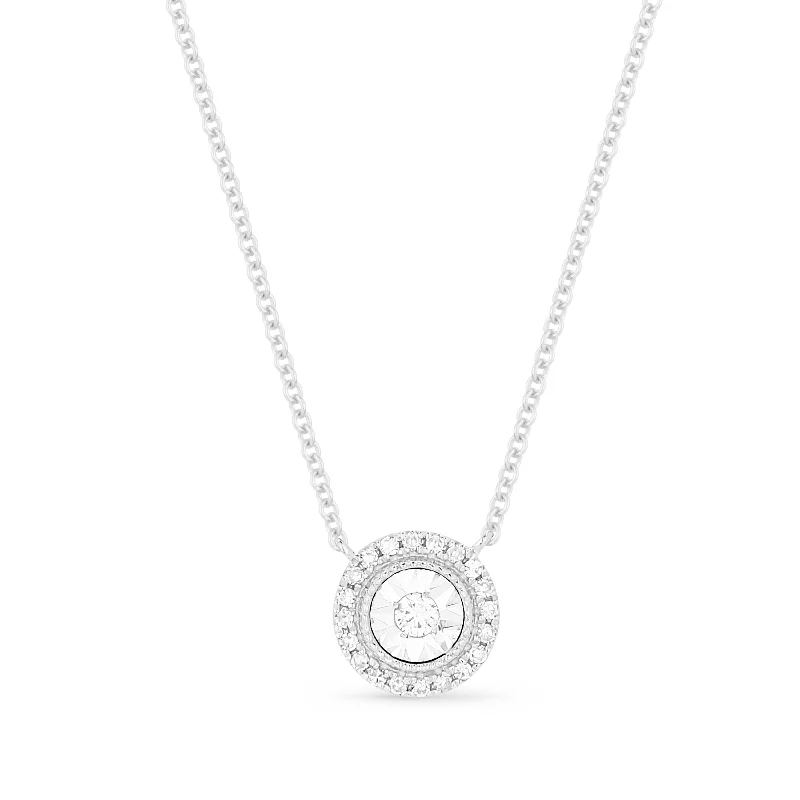 High shine necklaces-0.07Ct Diamond Necklace In 14K White Gold