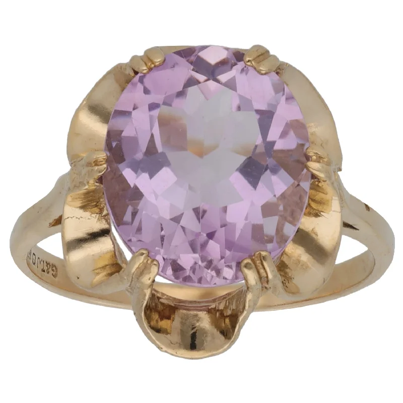 Fold band rings-9ct Gold Amethyst Single Stone Ring Size N