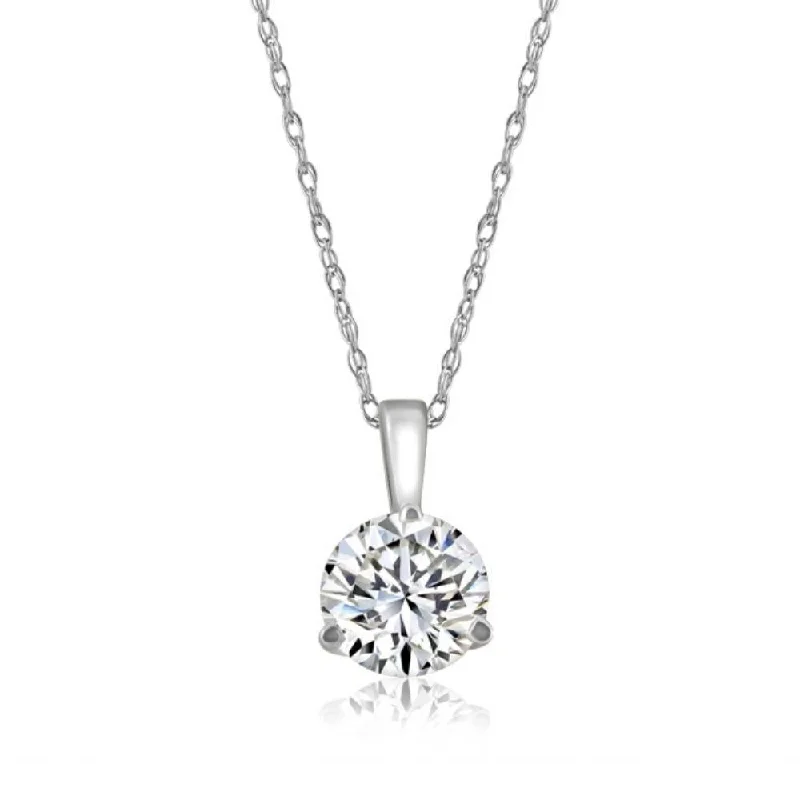 High bar necklaces-1/5 ct Solitaire Lab Grown Diamond Pendant available in 14K and Platinum