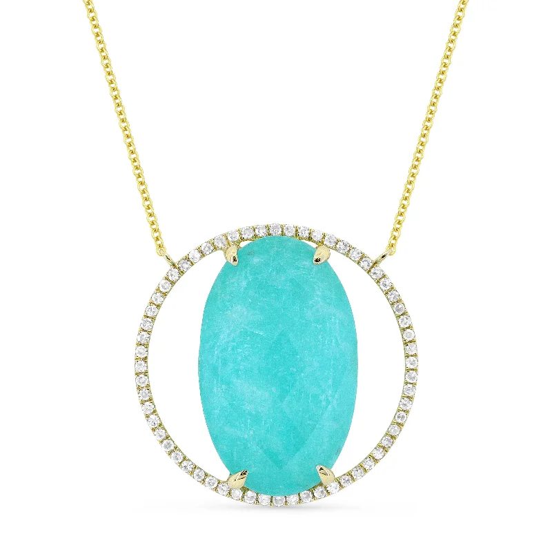 Ruby drop necklaces-0.77Ct Amazonite 18"necklacein 14K Yellow Gold