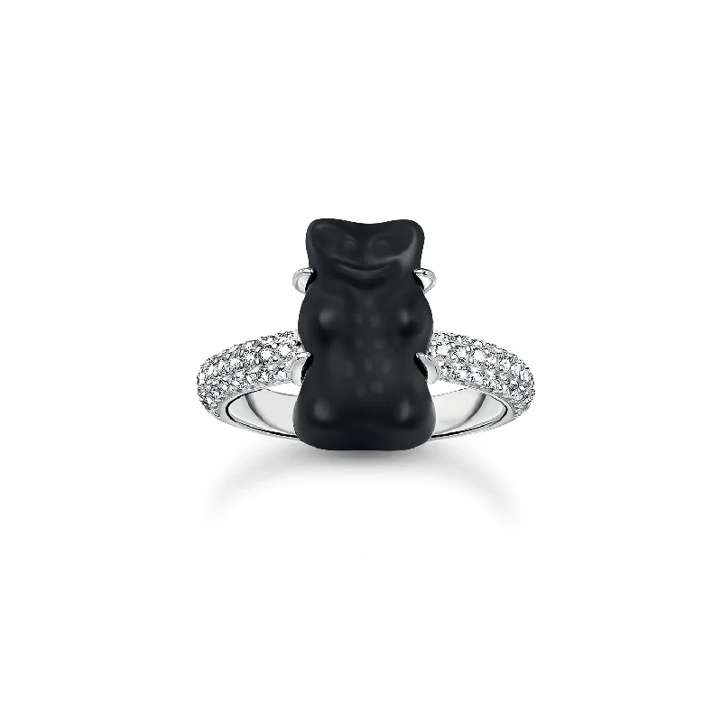 Hand-shiny rings-Thomas Sabo Sterling Silver Haribo Cubic Zirconia Black Bear Ring