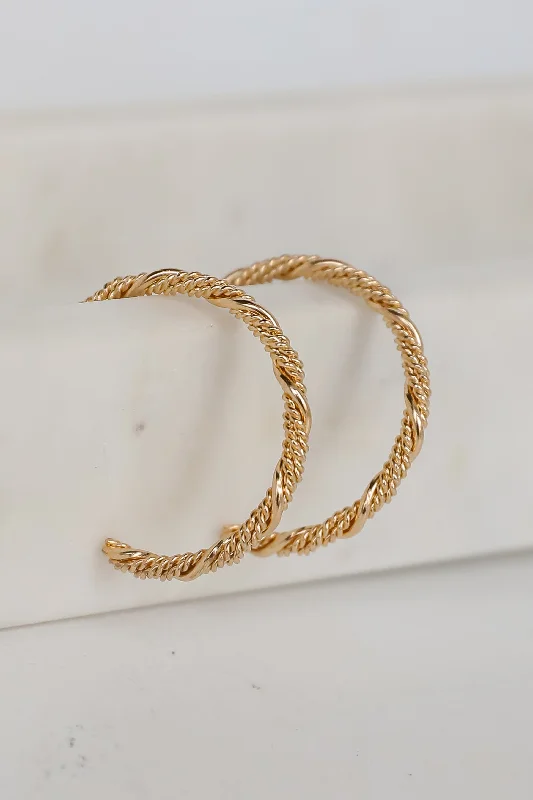 Aged bronze earrings-Diana Gold Twisted Hoop Earrings