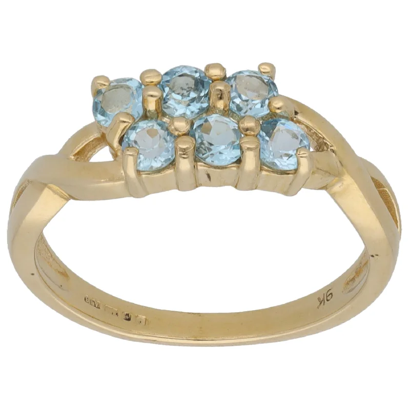 Bent shank rings-9ct Gold Topaz Dress/Cocktail Ring Size N