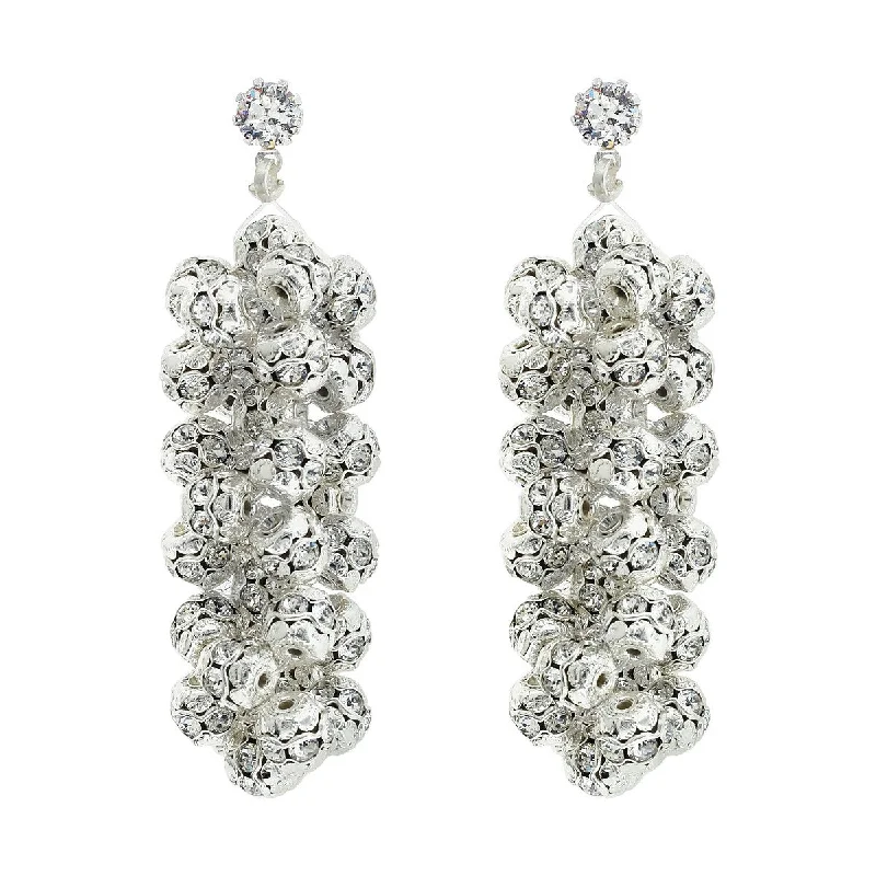 Pure pearl earrings-Cluster Earrings with Rondelle Beads