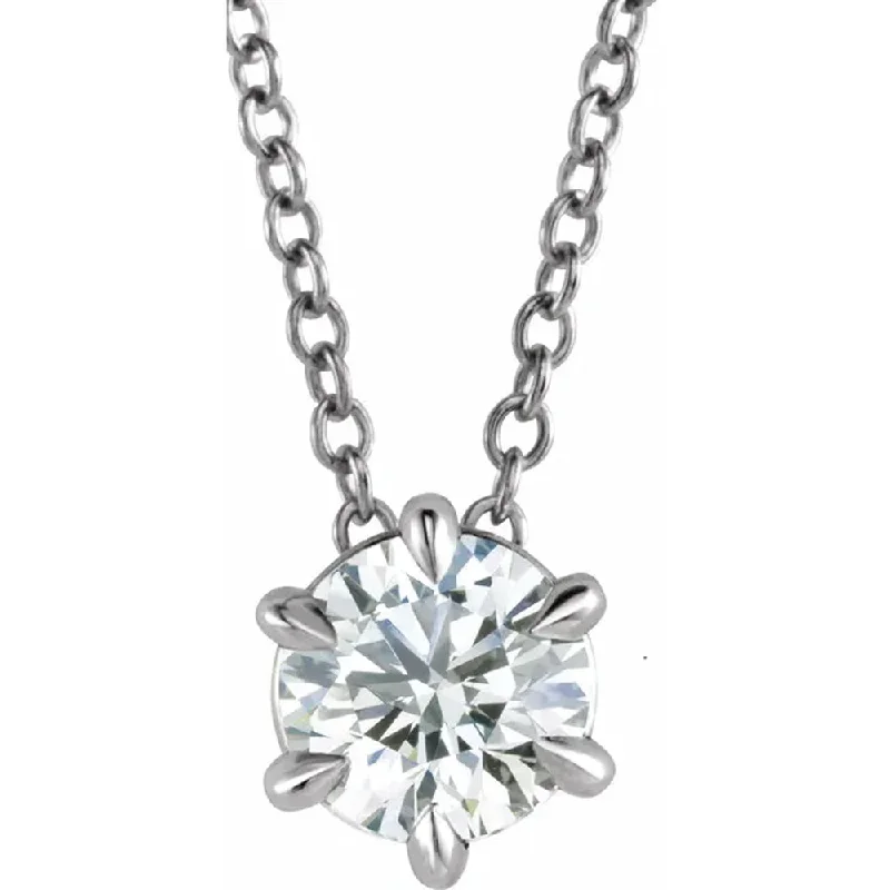 Worn medallion necklaces-14K White Gold 1/2ct Floating Solitaire Round Diamond Pendant 18" Necklace