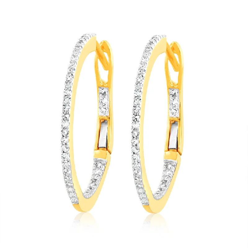 Fluid art rings-1/4 Carat Luminesce Lab Grown Hoop Diamond Earring In 9ct Yellow Gold