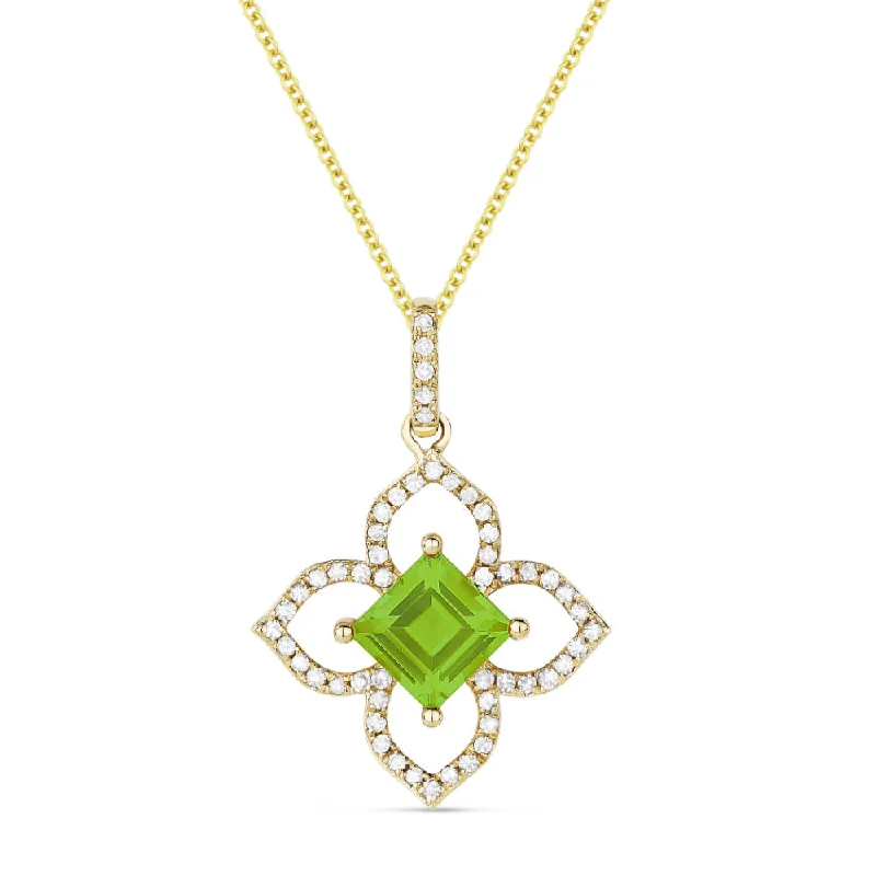 Ruby drop necklaces-0.75Ct Peridot 16"pendant Necklace In 14K Yellow Gold