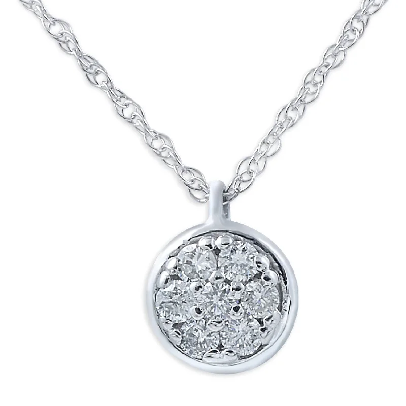 Soft stretch necklaces-1/6ct Pave Diamond Pendant 14K White Gold