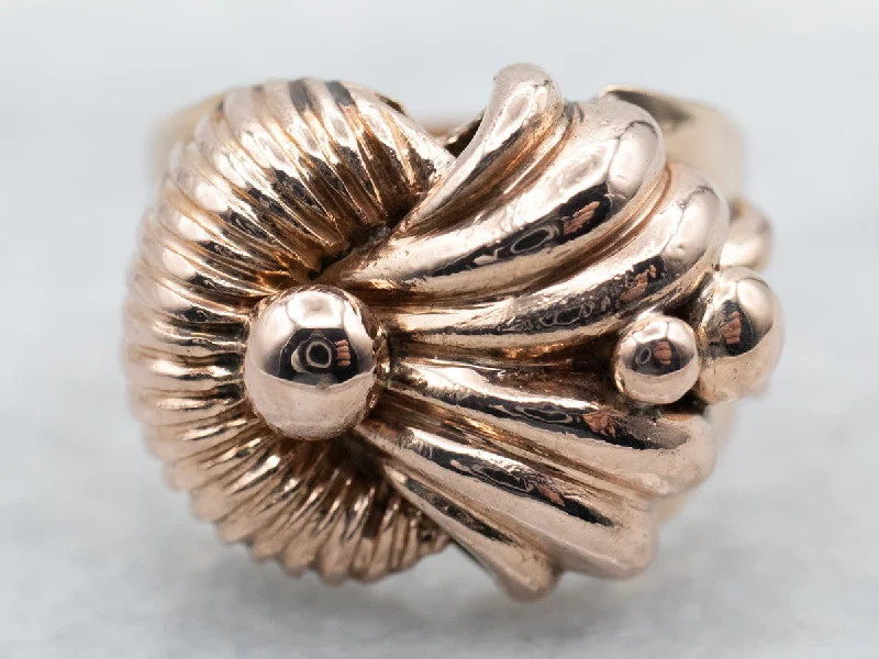 Slim heart rings-Mid Century Rose Gold Statement Ring