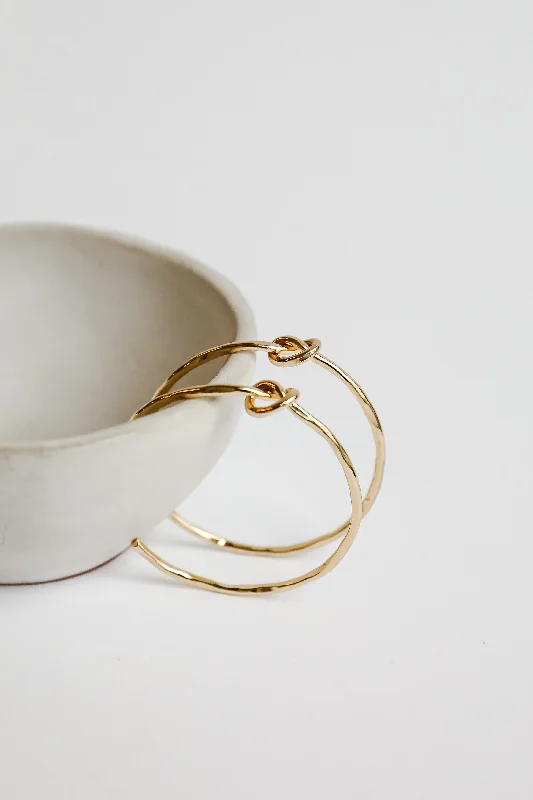 Thin bead earrings-Blakely Gold Knot Hoop Earrings