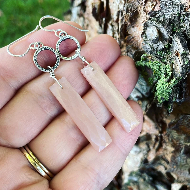 Topaz earrings-Peach Moonstone and Sterling Silver Earrings