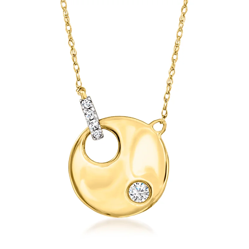 Sloped design necklaces-Ross-Simons Diamond Circle Necklace in 14kt Yellow Gold