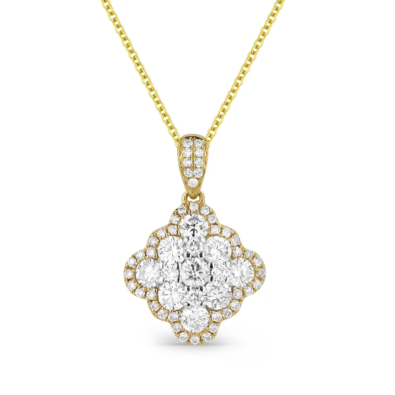 Fine thread necklaces-0.81Ct Diamond 16"pendant Necklace In 14K Yellow Gold