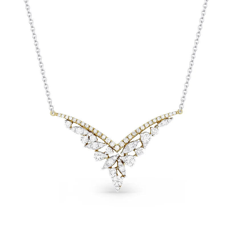 Bright crystal necklaces-0.64Ct Diamond 18"necklacein 14K White And Yellow Gold