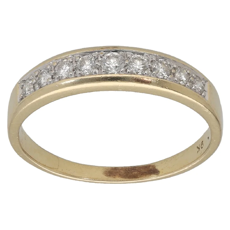 Thin clay rings-9ct Gold 0.27ct Diamond Half Eternity Ring Size N