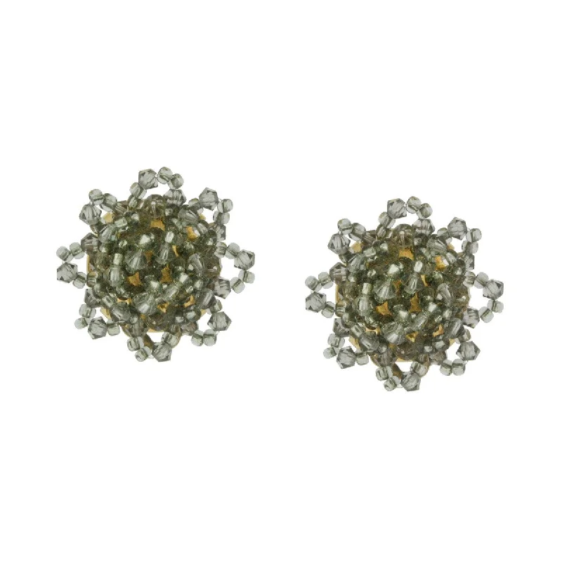 Swirl shape earrings-Gray Crystal Woven Earrings