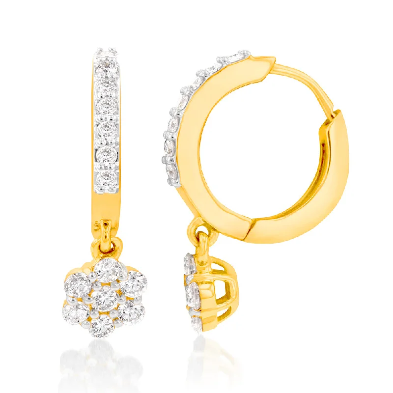 Twist band rings-Luminesce Lab Grown 1/2 Carat Diamond Drop Earring in 9ct Yellow Gold