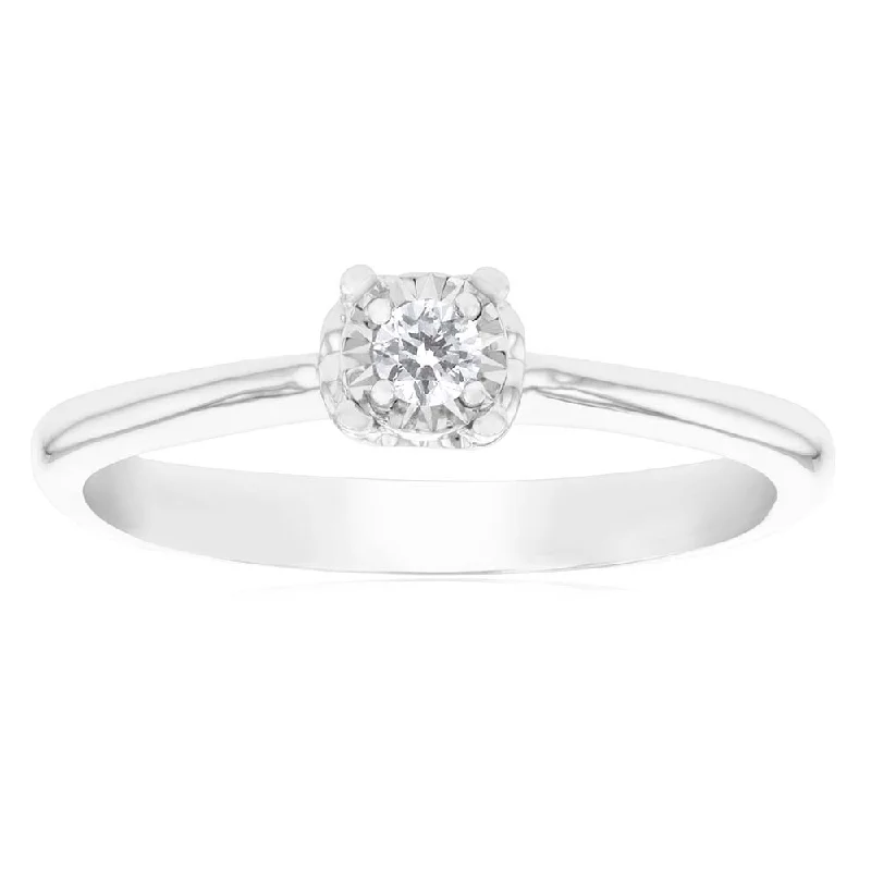 Flat stone rings-Luminesce Laboratory Grown Diamond 5-9 Point Silver Ring with love heart