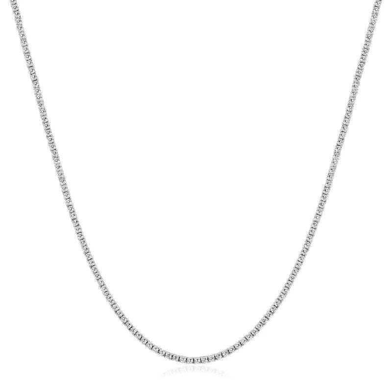 Strong chain necklaces-5Ct TW Diamond Tennis Necklace 4-Prong 14k White Gold 16" Lab Grown