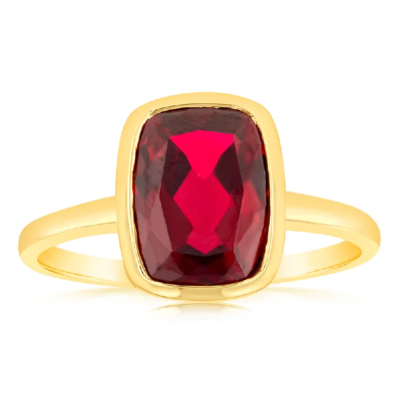 Thin enamel rings-9ct Yellow Gold 4.5ct Created Ruby Ring